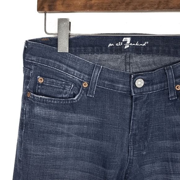 7 For All Mankind DOJO 7 Embroidered Med Wash Mid Rise Wide Leg Jeans Size: 29 - Picture 2 of 6